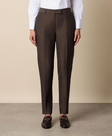 Brooks Brothers Tailored Slub Cotton-Linen Trousers Dark Brown