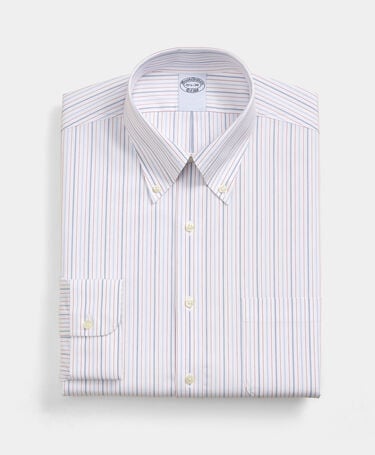 Brooks Brothers Regular Fit Non-Iron Shirt with Button Down Collar Open White