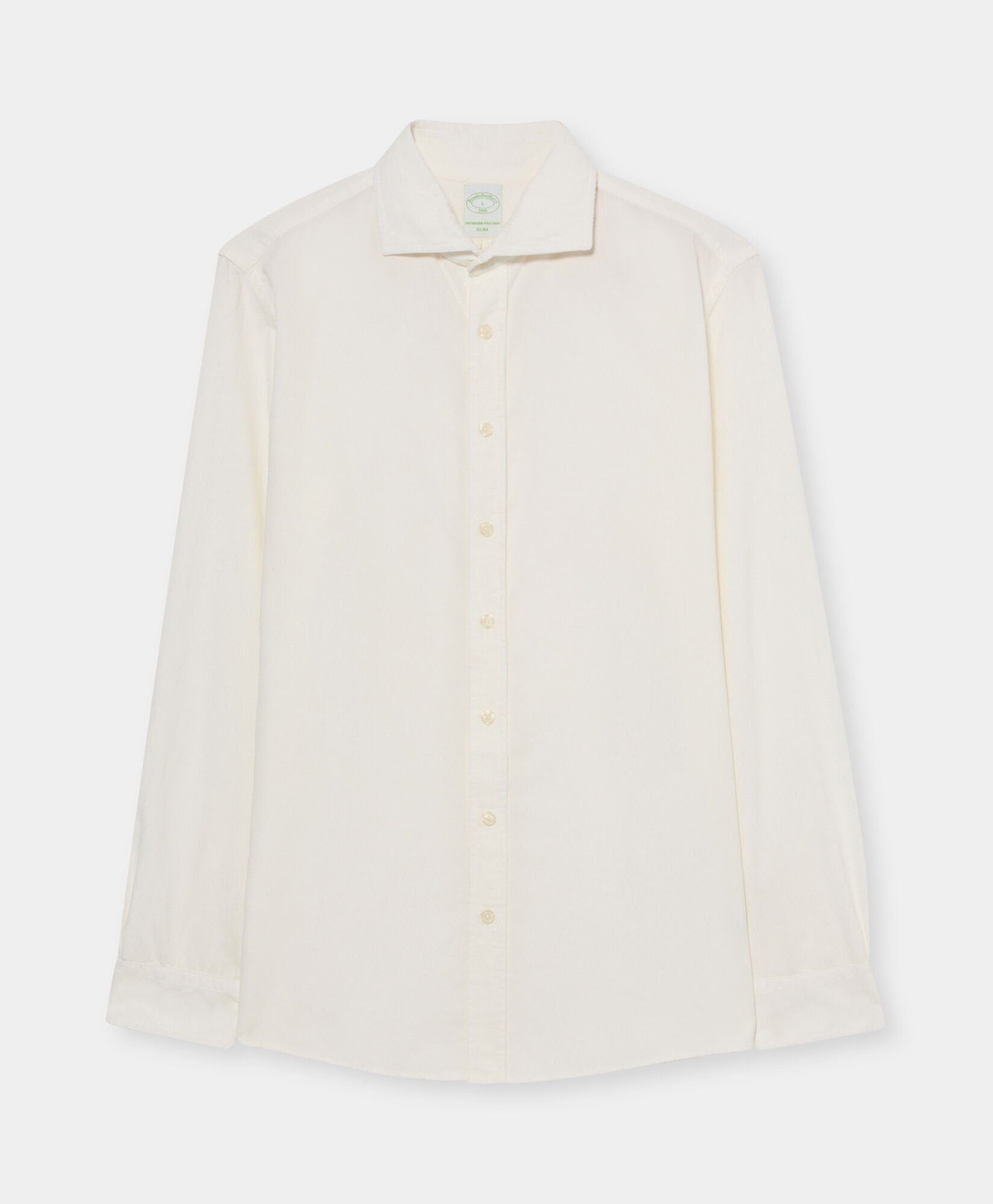 Slim Fit Cotton Corduroy Shirt with Spread Collar