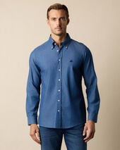 Brooks Brothers Slim Fit Denim Shirt with Button Down Collar Blue