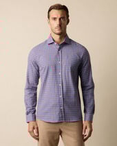 Brooks Brothers Slim Fit Checked Cotton Flannel Shirt with Spread Collar Light Blue