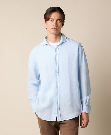 Brooks Brothers Regular Fit Hemd aus Leinen mit Spread-Kragen Himmel