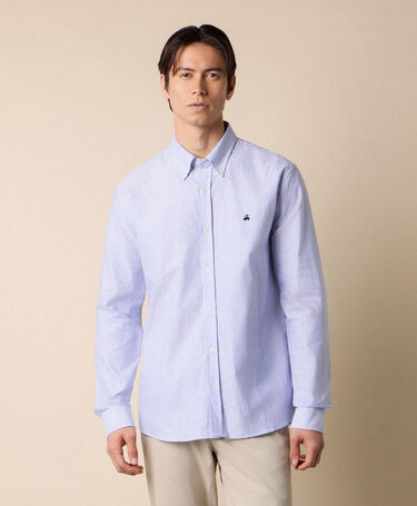 Brooks Brothers Slim Fit Oxford Shirt with Button Down Collar Blue