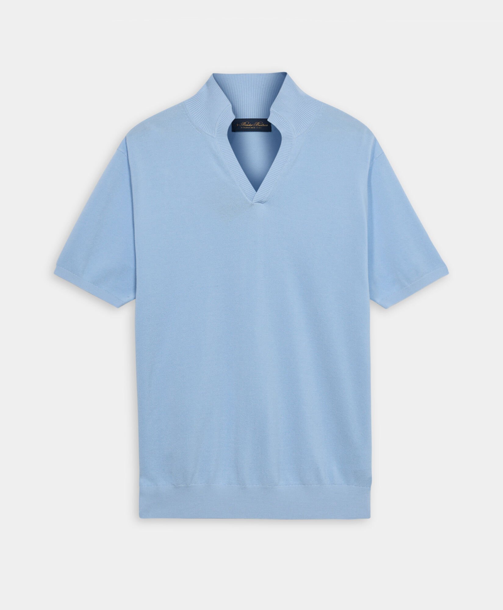 Open Collar Piqué Knit Polo