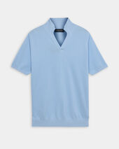 Brooks Brothers Open Collar Piqué Knit Polo Blue