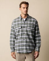 Brooks Brothers Plaid Cotton Flannel Overshirt with Flap Pockets Green