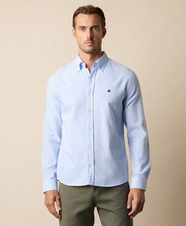 Brooks Brothers Slim Fit Oxford Shirt with Button Down Collar Light Blue