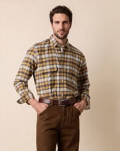 Brooks Brothers Plaid Flannel Overshirt Ochre
