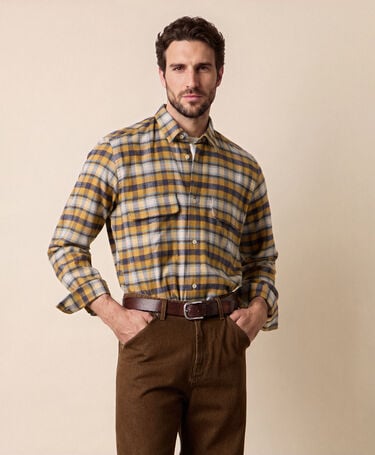 Brooks Brothers Plaid Flannel Overshirt Ochre