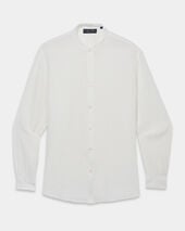 Brooks Brothers Regular Fit Linen Shirt with Stand Collar White