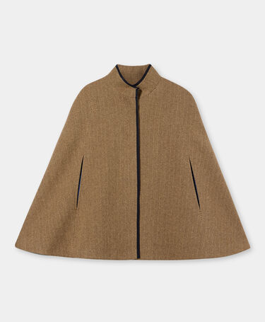Brooks Brothers Herringbone Cape Coat Light Brown