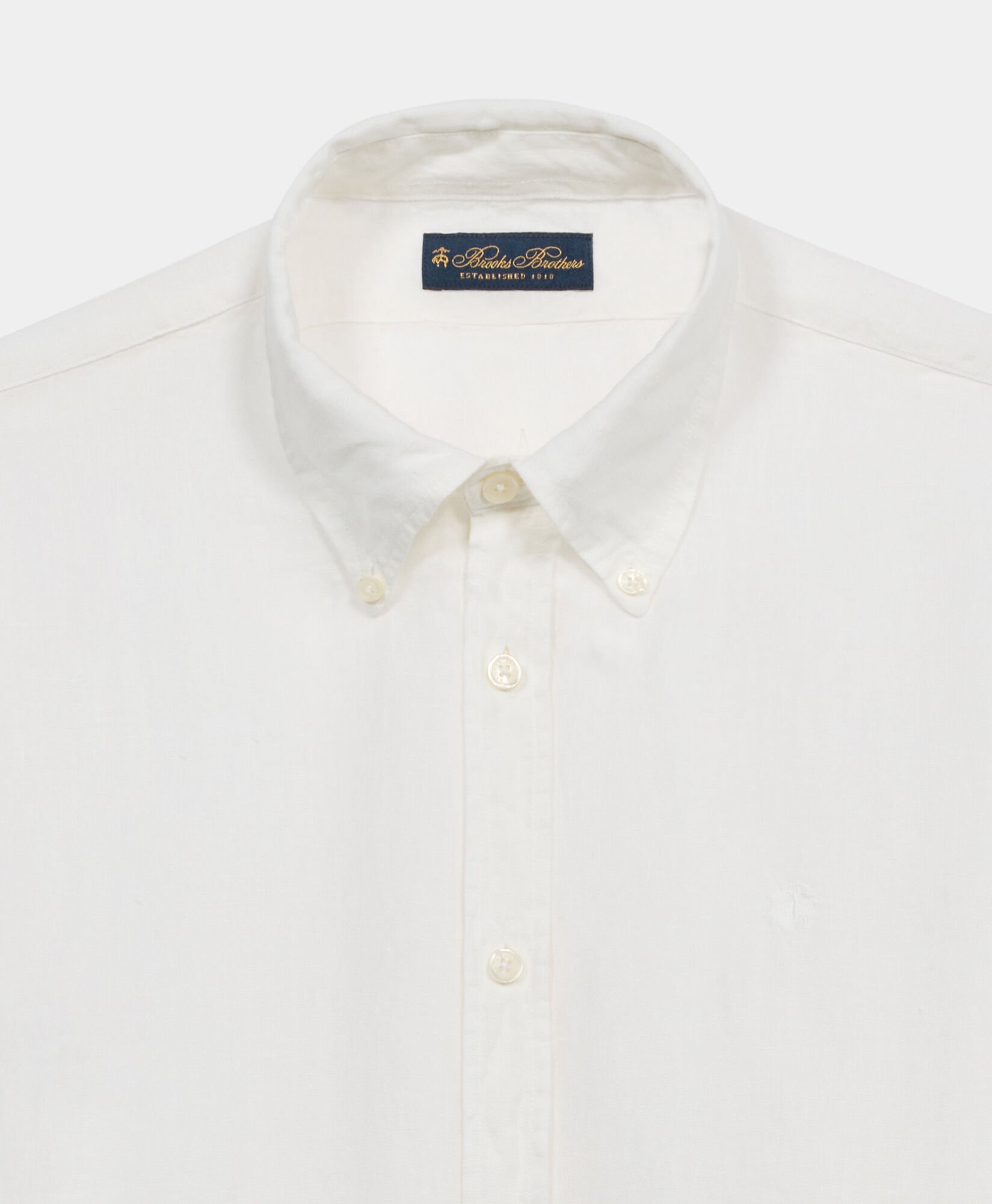 Slim Fit Linen Shirt with Button Down Collar