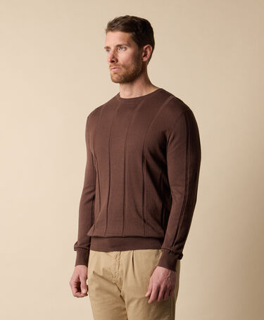 Brooks Brothers Pull col rond en Coton-Lin Rouille