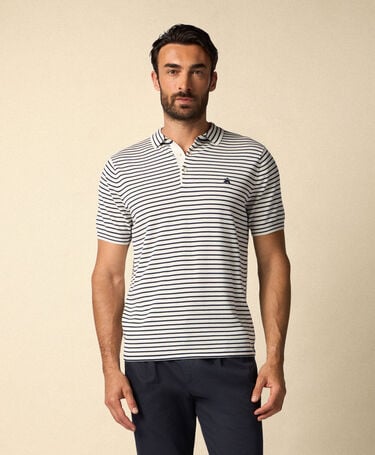 Brooks Brothers Striped Cotton-Silk-Linen Knit Polo White