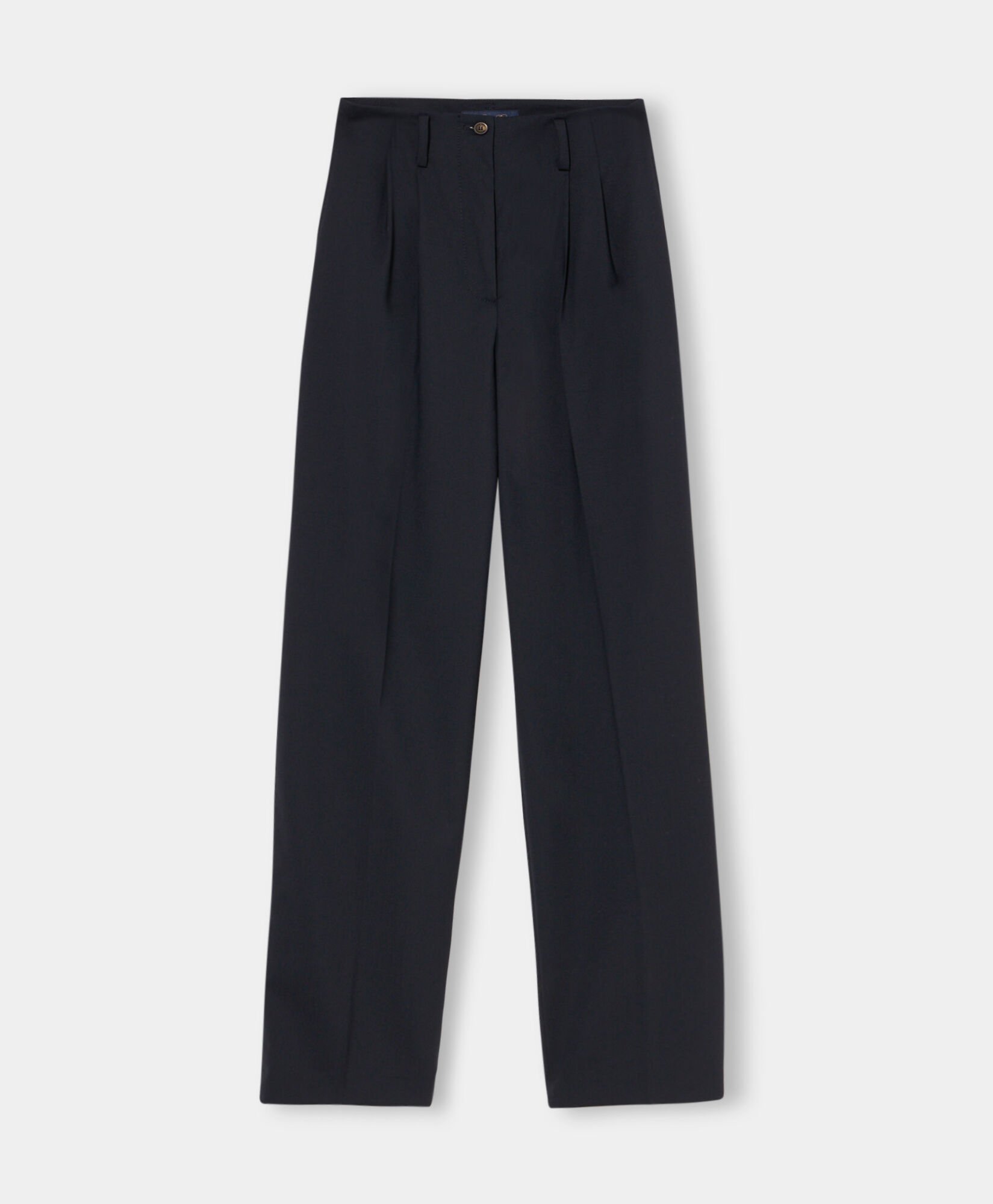 Wool Blend Stretch Pleated Trousers