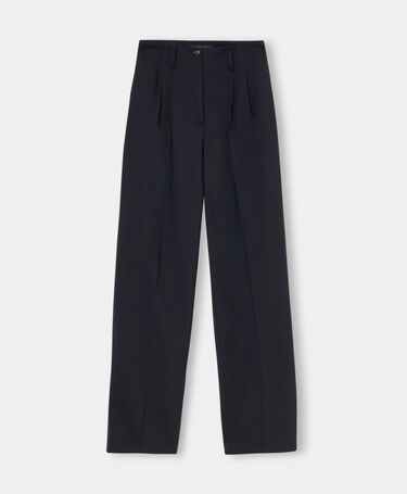 Brooks Brothers Wool Blend Stretch Pleated Trousers Navy