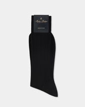Brooks Brothers Ribbed Lisle Cotton Classic Socks Black