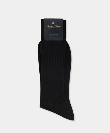 Brooks Brothers Klassische gerippte Socken aus mercerisierter Baumwolle Schwarz