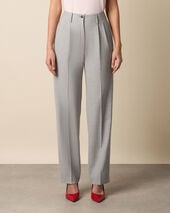 Brooks Brothers Wool Blend Stretch Pleated Trousers Light Grey