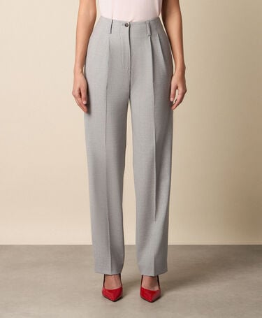 Brooks Brothers Wool Blend Stretch Pleated Trousers Light Grey