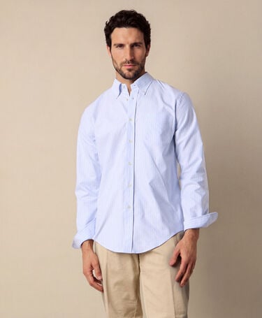 Brooks Brothers Camisa Slim Fit en Oxford con Cuello Button Down Azul Hielo