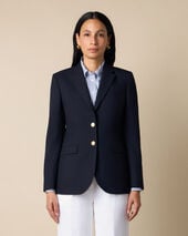 Brooks Brothers Hopsack Blazer with Gold Buttons Navy