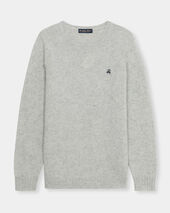 Brooks Brothers Shetland Wool Sweater with Logo Light Grey