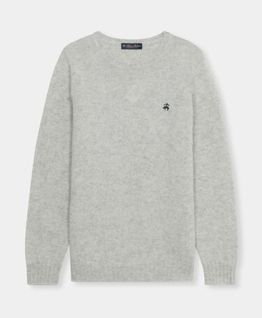 Brooks Brothers Pullover aus Shetlandwolle mit Logo Hellgrau