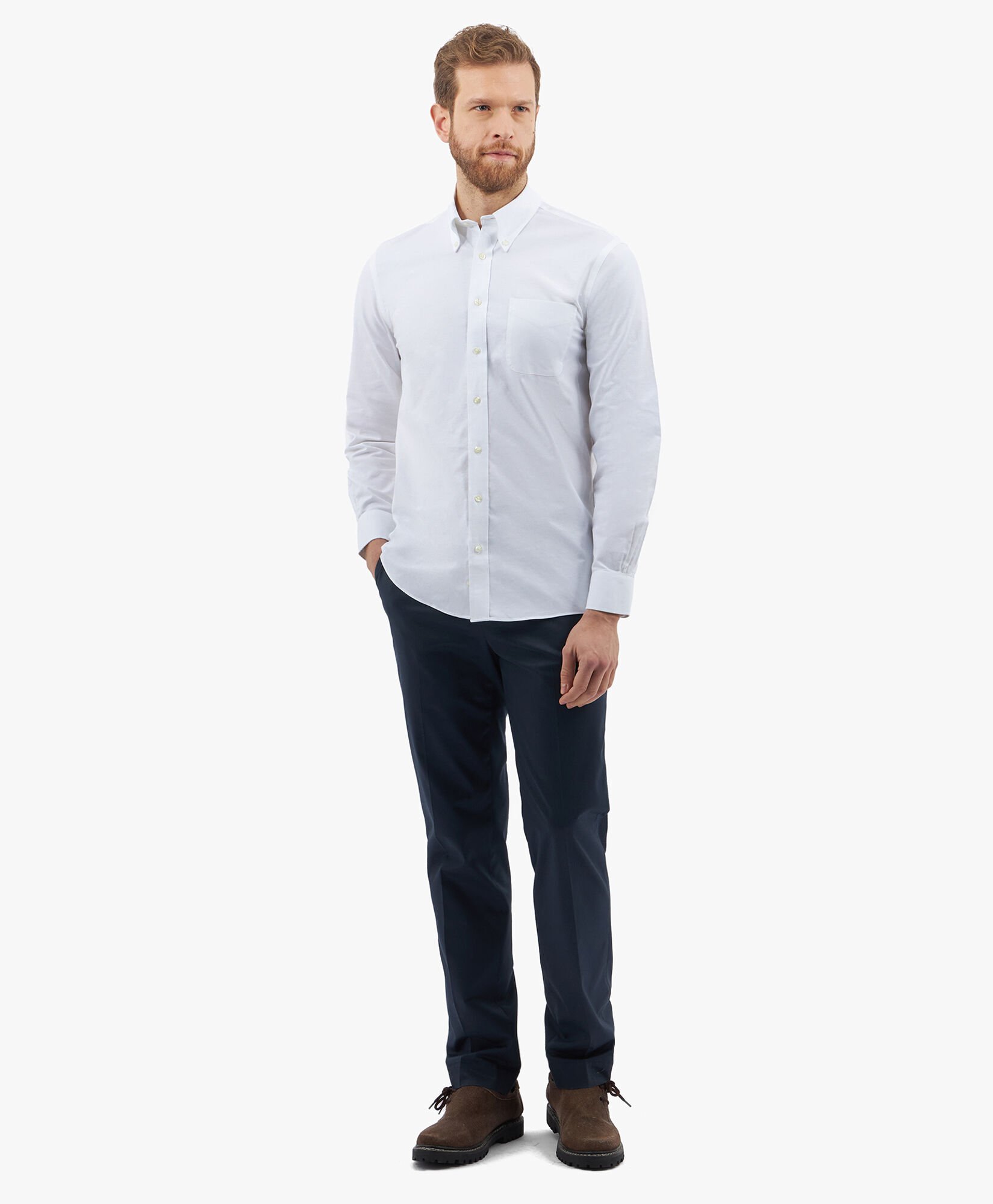 Slim Fit Non-Iron Cotton Shirt with Button Down Collar