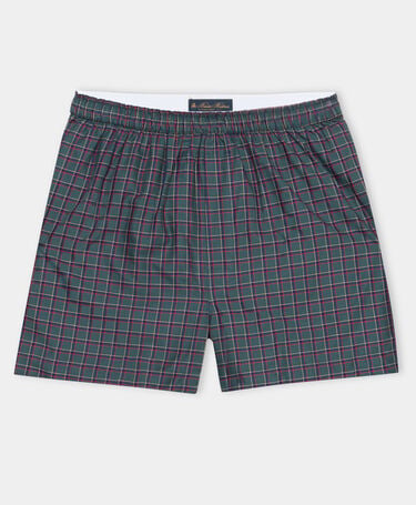 Brooks Brothers Tartan Cotton Boxer Hunter Green