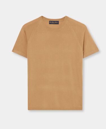 Brooks Brothers Short-Sleeved Merino Wool Crewneck Camel