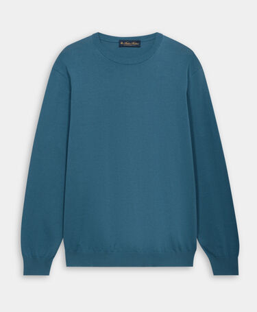 Brooks Brothers Mercerized Cotton Crewneck Sweater Denim