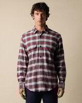 Brooks Brothers Plaid Cotton Flannel Overshirt with Flap Pockets Red