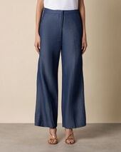 Brooks Brothers Straight Fit Cotton Linen Trousers Denim