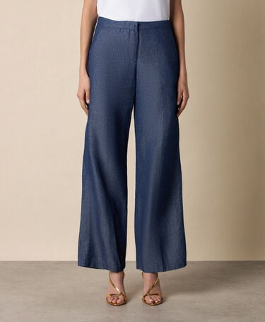 Brooks Brothers Straight Fit Cotton Linen Trousers Denim