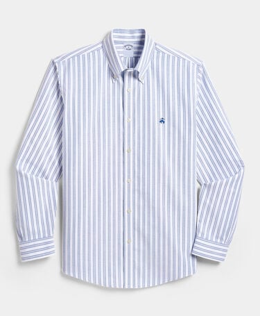 Brooks Brothers Camicia Regular Fit Non-Iron con Collo Button Down Blu Acceso