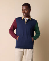 Brooks Brothers Color-Block Polo with Corduroy Collar Navy