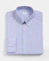 Brooks Brothers Regular Fit Non-Iron Shirt with Button Down Collar Blue