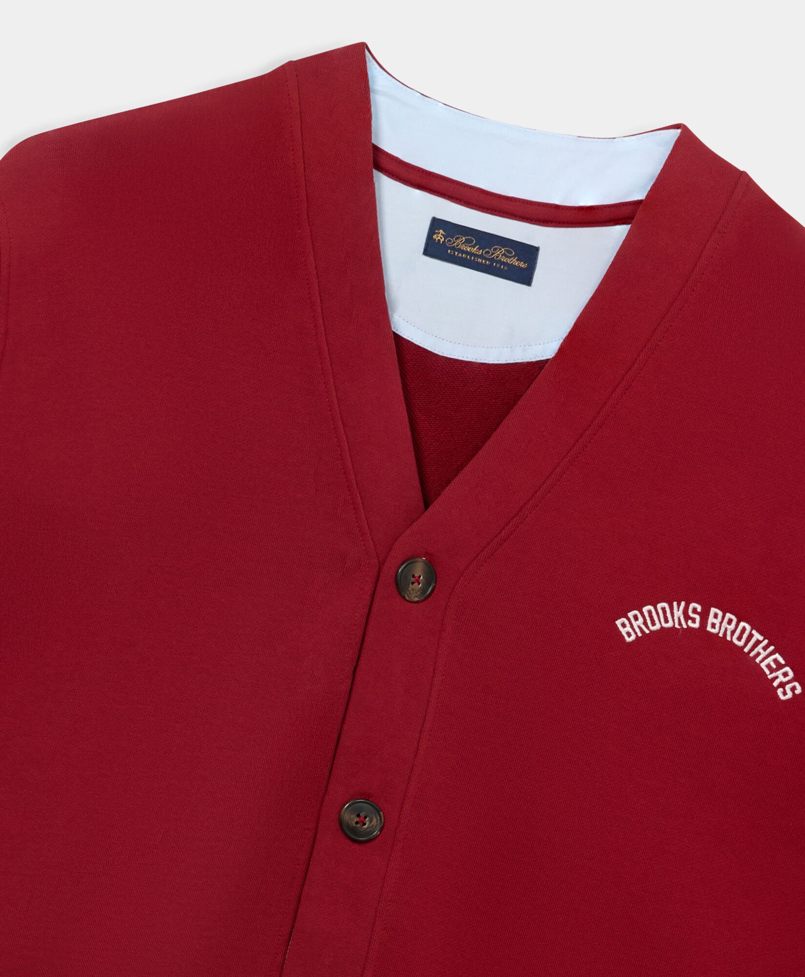 V-Neck Cotton Cardigan with Logo Print