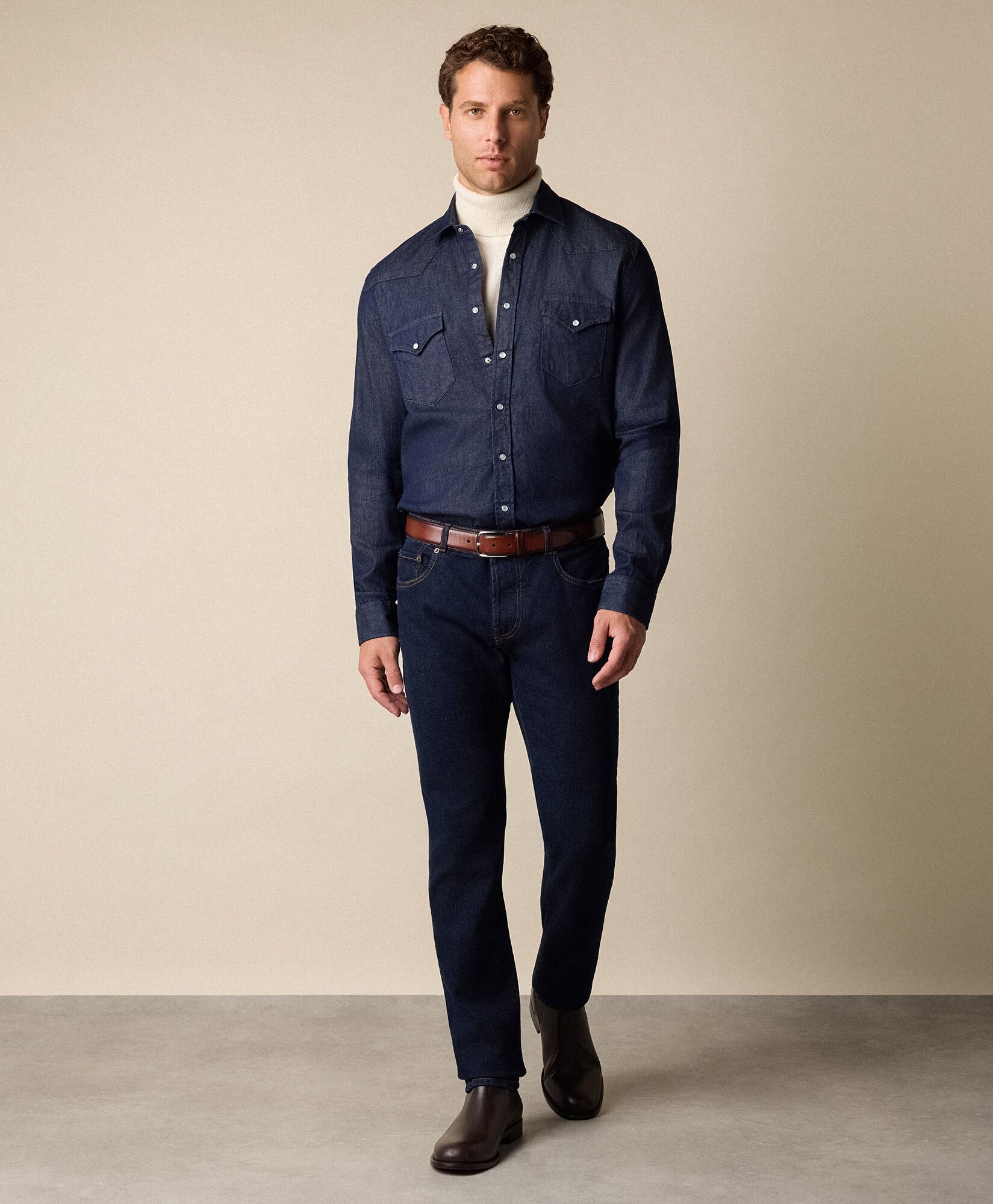 Slim Fit Denim Western Shirt