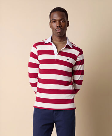 Brooks Brothers Polo Rugby w Paski z Dżerseju Bordowy