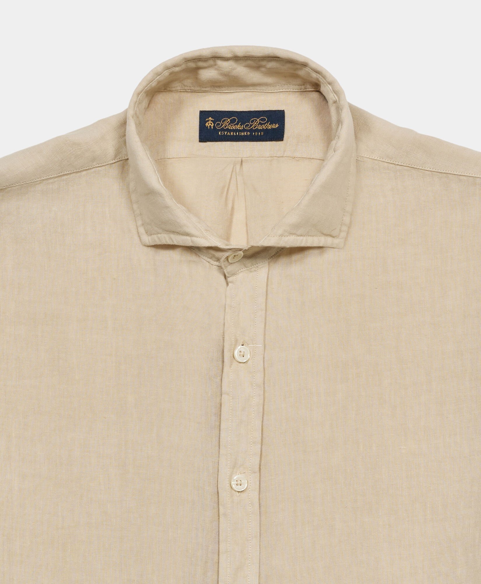 Regular Fit Linen Shirt with Spread Collar