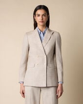 Brooks Brothers Pinstripe Cotton Blend Blazer Natural