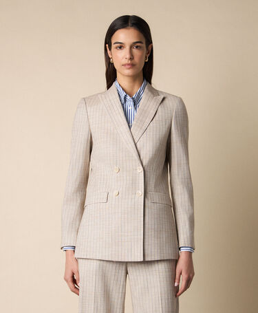 Brooks Brothers Blazer en Coton Mélangé à Rayures Naturel
