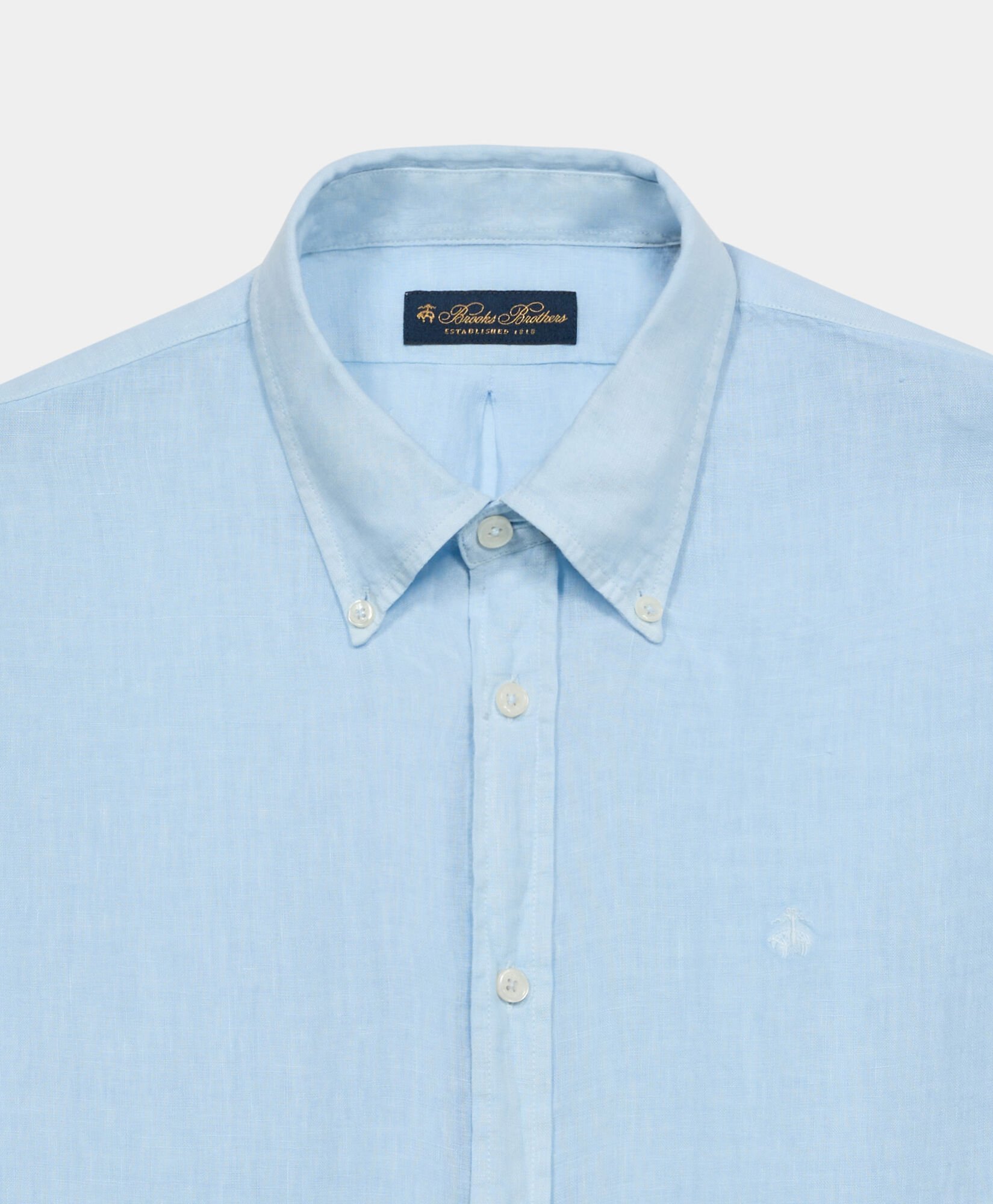 Slim Fit Linen Shirt with Button Down Collar