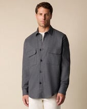 Brooks Brothers Cotton Flannel Overshirt with Flap Pockets Dark Grey