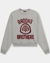Brooks Brothers Cotton Sweatshirt with Logo Grey