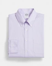 Brooks Brothers Regular Fit Non-Iron Supima Oxford Pinpoint Shirt with Button Down Collar Lavander