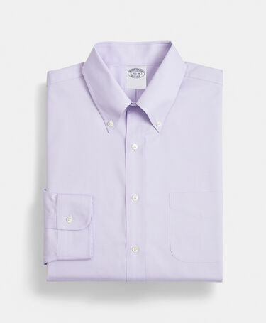 Brooks Brothers Regular Fit Non-Iron Oxford Shirt with Button Down Collar Lavander