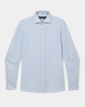 Brooks Brothers Slim Fit Linen Shirt with Spread Collar Light Blue